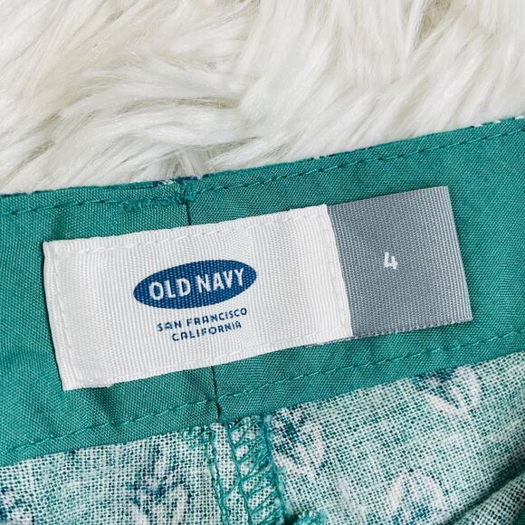 Old Navy Turquoise Green Printed Linen Shorts NWT Size 4 - Picture 7 of 9